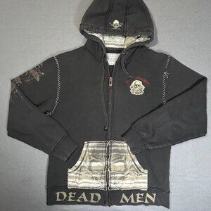 Vintage Disney Hoodie Pirates of The Caribbean Black Zip Up Jacket Y2K Size S